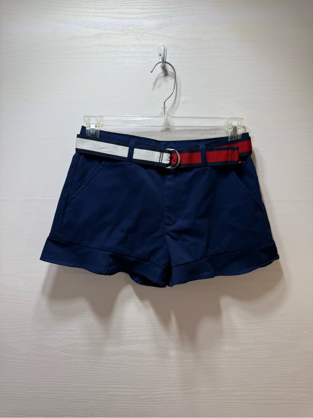 Tommy Hilfiger Navy Shorts with Red & White Stripe Belt